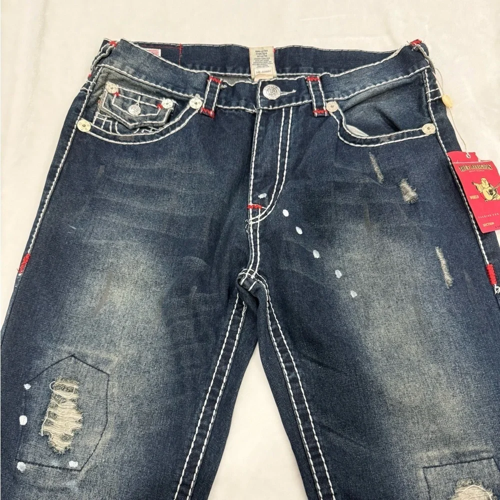 True Religion Dark Blue Distressed Jeans